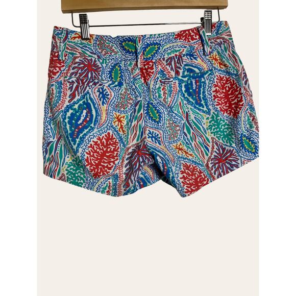 Lilly Pulitzer Let Minnow Print Callahan Cotton Mid Rise Tropical Shorts Size 2 - Picture 4 of 7